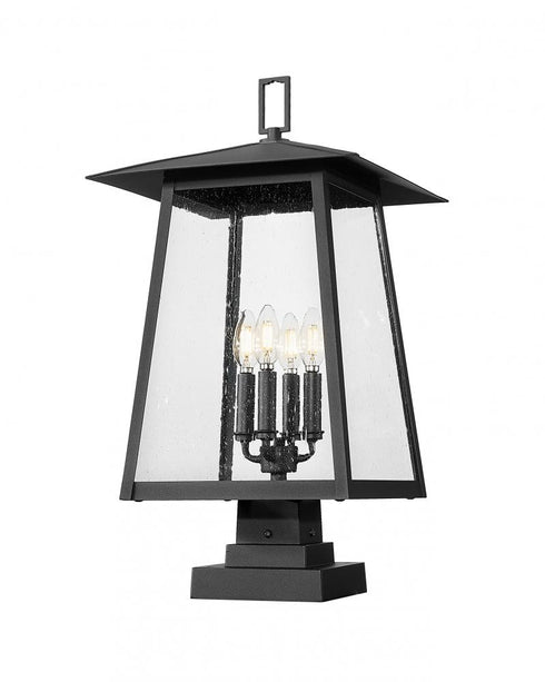 Z-Lite Rainer 4 Light Outdoor Pier Mounted Fixture in Black Finish Model: 5015PHBS-SQPM-BK