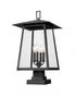 Z-Lite Rainer 4 Light Outdoor Pier Mounted Fixture in Black Finish Model: 5015PHBS-SQPM-BK