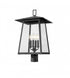 Z-Lite Rainer 4 Light Outdoor Post Mount Fixture in Black Finish Model: 5015PHBR-BK