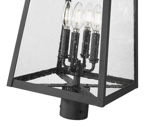 Z-Lite Rainer 4 Light Outdoor Post Mount Fixture in Black Finish Model: 5015PHBR-BK