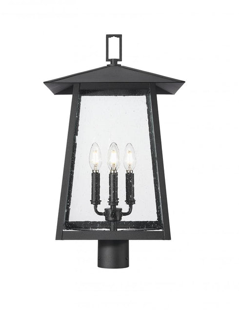 Z-Lite Rainer 4 Light Outdoor Post Mount Fixture in Black Finish Model: 5015PHBR-BK