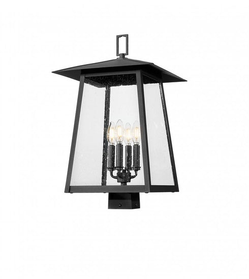 Z-Lite Rainer 4 Light Outdoor Post Mount Fixture in Black Finish Model: 5015PHBS-BK