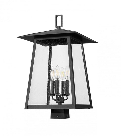 Z-Lite Rainer 4 Light Outdoor Post Mount Fixture in Black Finish Model: 5015PHBS-BK
