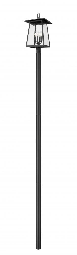 Z-Lite Rainer 4 Light Outdoor Post Mounted Fixture in Black Finish Model: 5015PHBR-5009P120-BK