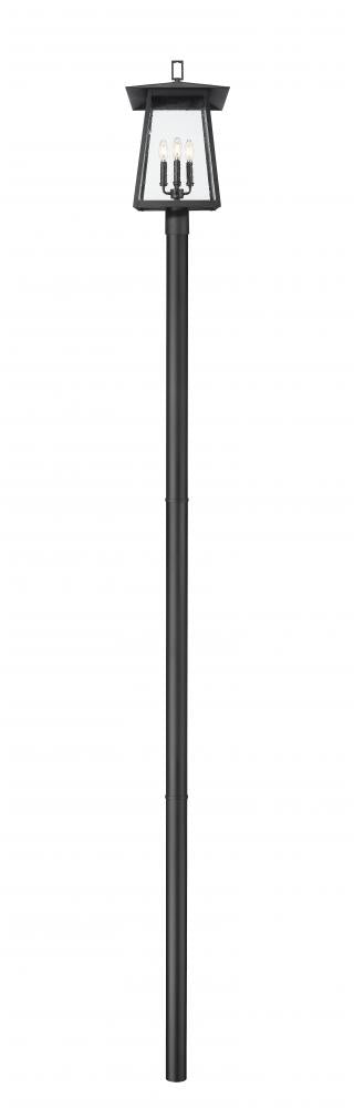 Z-Lite Rainer 4 Light Outdoor Post Mounted Fixture in Black Finish Model: 5015PHBR-5009P120-BK