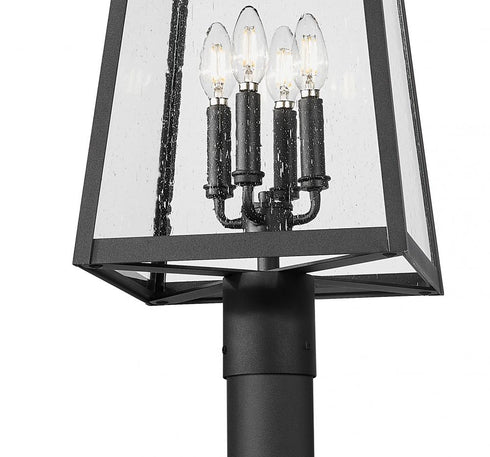 Z-Lite Rainer 4 Light Outdoor Post Mounted Fixture in Black Finish Model: 5015PHBR-5009P96-BK