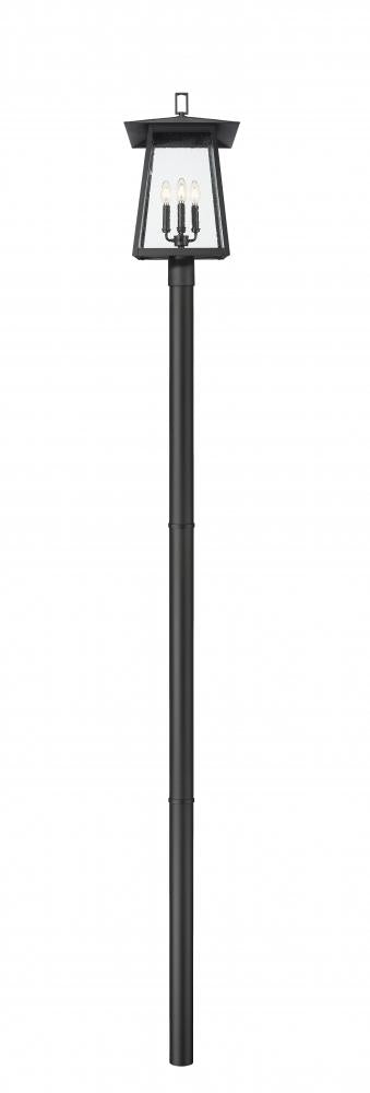 Z-Lite Rainer 4 Light Outdoor Post Mounted Fixture in Black Finish Model: 5015PHBR-5009P96-BK