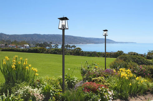 Z-Lite Rainer 4 Light Outdoor Post Mounted Fixture in Black Finish Model: 5015PHBR-5009P96-BK