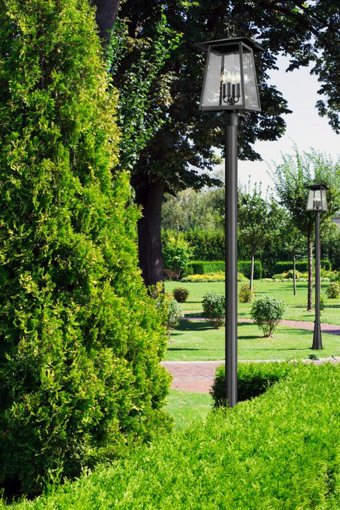 Z-Lite Rainer 4 Light Outdoor Post Mounted Fixture in Black Finish Model: 5015PHBR-5011P-BK