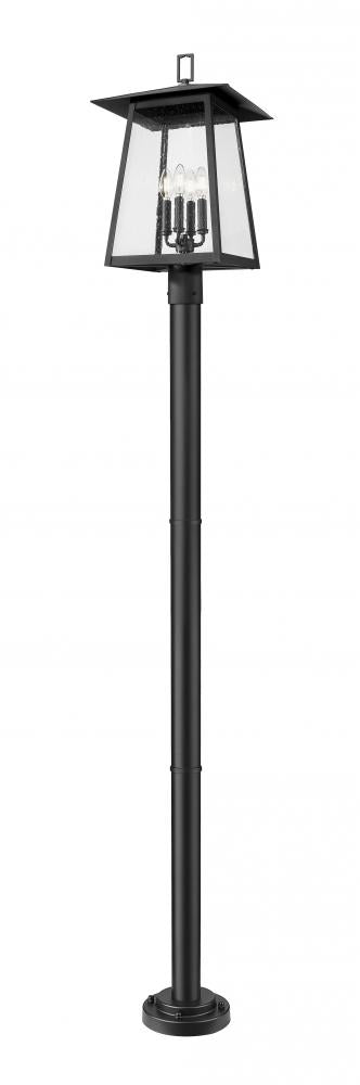 Z-Lite Rainer 4 Light Outdoor Post Mounted Fixture in Black Finish Model: 5015PHBR-5012P-BK