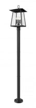 Z-Lite Rainer 4 Light Outdoor Post Mounted Fixture in Black Finish Model: 5015PHBR-5012P-BK