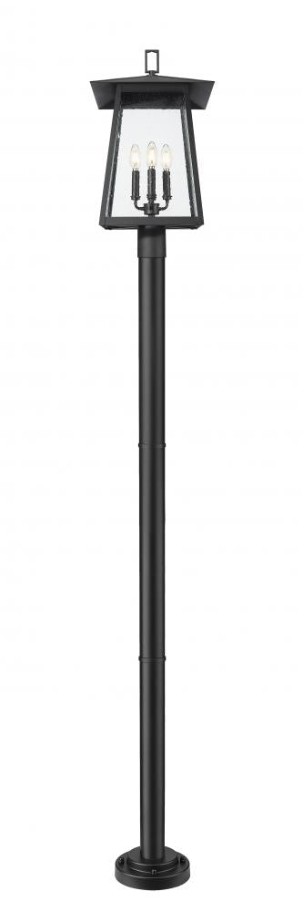 Z-Lite Rainer 4 Light Outdoor Post Mounted Fixture in Black Finish Model: 5015PHBR-5012P-BK