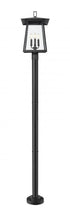 Z-Lite Rainer 4 Light Outdoor Post Mounted Fixture in Black Finish Model: 5015PHBR-5012P-BK