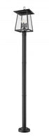 Z-Lite Rainer 4 Light Outdoor Post Mounted Fixture in Black Finish Model: 5015PHBR-5012P-BK