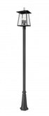 Z-Lite Rainer 4 Light Outdoor Post Mounted Fixture in Black Finish Model: 5015PHBR-519P-BK
