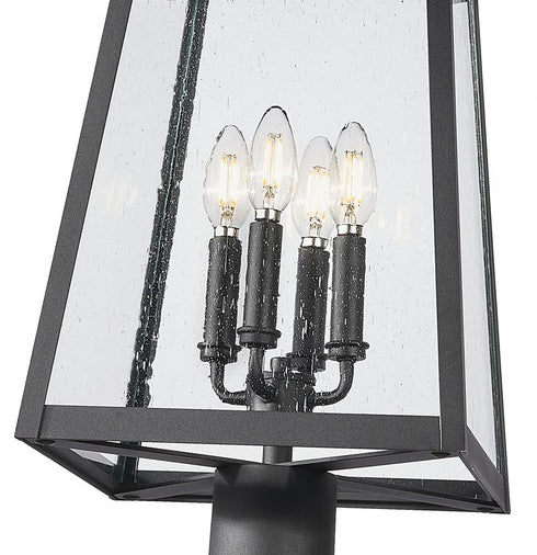 Z-Lite Rainer 4 Light Outdoor Post Mounted Fixture in Black Finish Model: 5015PHBR-519P-BK