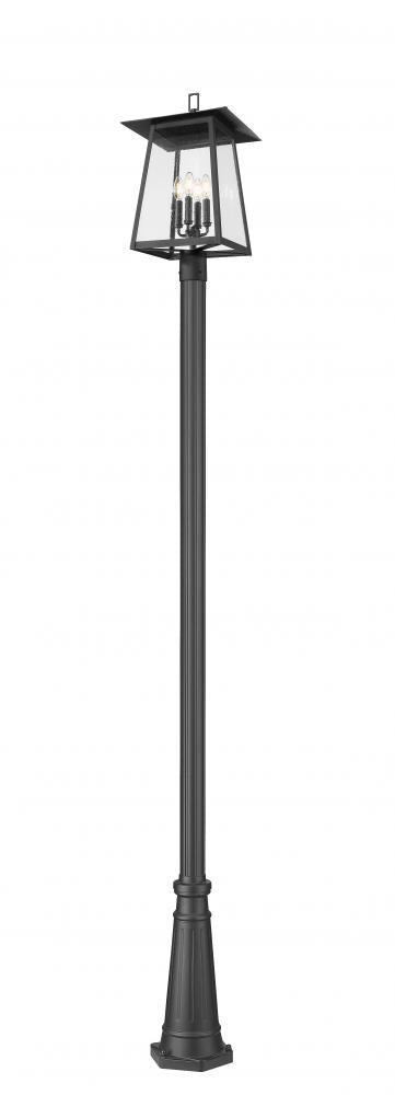 Z-Lite Rainer 4 Light Outdoor Post Mounted Fixture in Black Finish Model: 5015PHBR-519P-BK