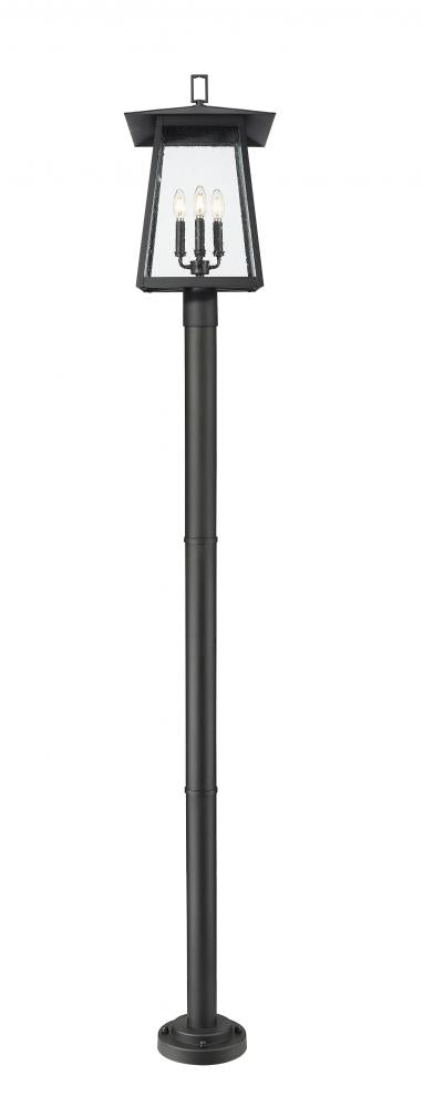 Z-Lite Rainer 4 Light Outdoor Post Mounted Fixture in Black Finish Model: 5015PHBR-567P-BK