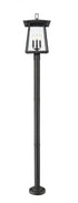 Z-Lite Rainer 4 Light Outdoor Post Mounted Fixture in Black Finish Model: 5015PHBR-567P-BK