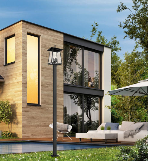 Z-Lite Rainer 4 Light Outdoor Post Mounted Fixture in Black Finish Model: 5015PHBS-536P-BK