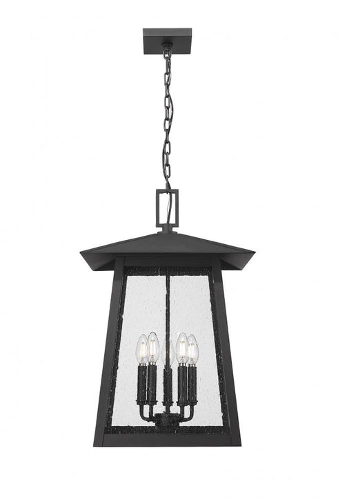 Z-Lite Rainer 5 Light Outdoor Chain Mount Ceiling Fixture in Black Finish Model: 5015CHXL-BK