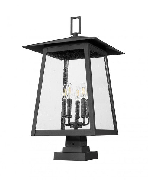 Z-Lite Rainer 5 Light Outdoor Pier Mounted Fixture in Black Finish Model: 5015PHXLS-SQPM-BK