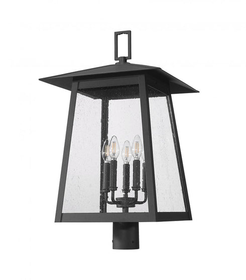 Z-Lite Rainer 5 Light Outdoor Post Mount Fixture in Black Finish Model: 5015PHXLR-BK