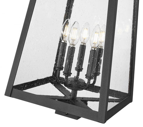 Z-Lite Rainer 5 Light Outdoor Post Mount Fixture in Black Finish Model: 5015PHXLS-BK