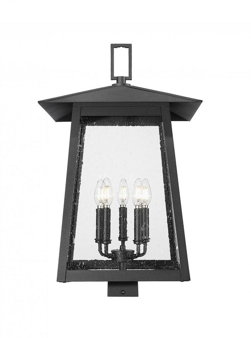 Z-Lite Rainer 5 Light Outdoor Post Mount Fixture in Black Finish Model: 5015PHXLS-BK