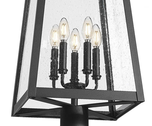 Z-Lite Rainer 5 Light Outdoor Post Mounted Fixture in Black Finish Model: 5015PHXLR-519P-BK