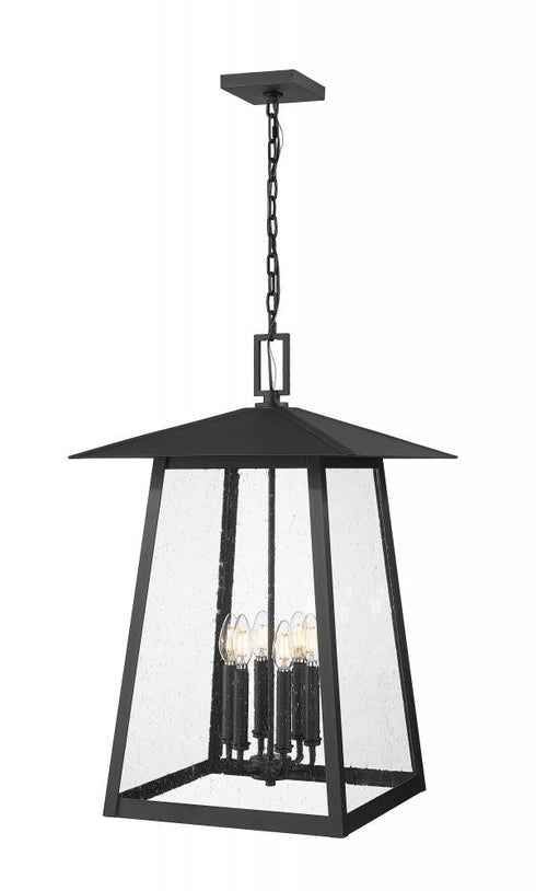 Z-Lite Rainer 6 Light Outdoor Chain Mount Ceiling Fixture in Black Finish Model: 5015CHXXL-BK