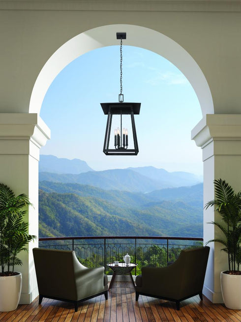Z-Lite Rainer 6 Light Outdoor Chain Mount Ceiling Fixture in Black Finish Model: 5015CHXXL-BK