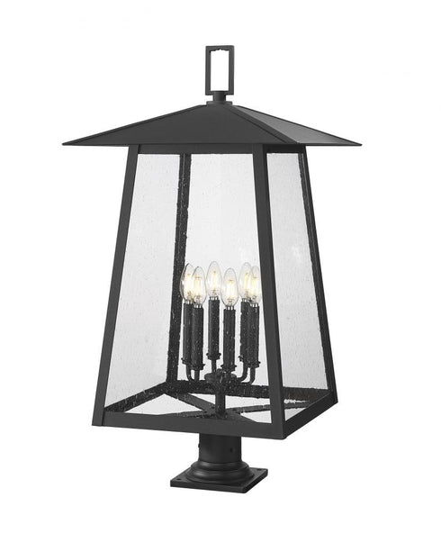 Z-Lite Rainer 6 Light Outdoor Pier Mounted Fixture in Black Finish Model: 5015PHXXLR-533PM-BK