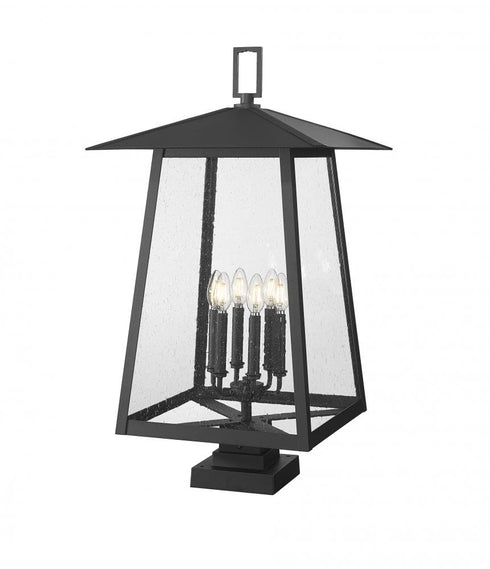 Z-Lite Rainer 6 Light Outdoor Pier Mounted Fixture in Black Finish Model: 5015PHXXLS-SQPM-BK