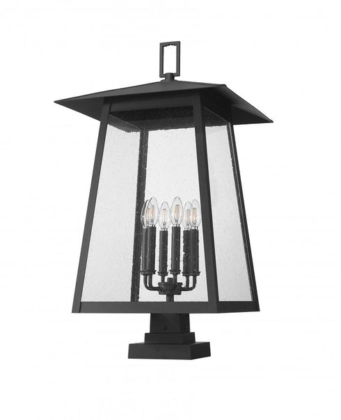 Z-Lite Rainer 6 Light Outdoor Pier Mounted Fixture in Black Finish Model: 5015PHXXLS-SQPM-BK