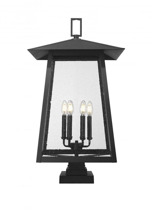 Z-Lite Rainer 6 Light Outdoor Pier Mounted Fixture in Black Finish Model: 5015PHXXLS-SQPM-BK