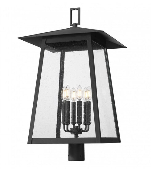 Z-Lite Rainer 6 Light Outdoor Post Mount Fixture in Black Finish Model: 5015PHXXLR-BK