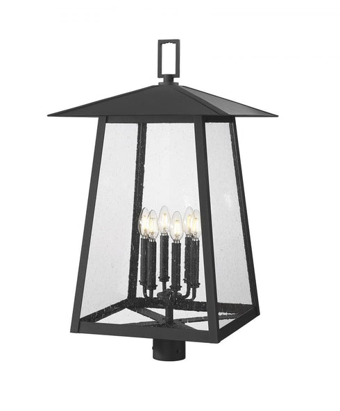 Z-Lite Rainer 6 Light Outdoor Post Mount Fixture in Black Finish Model: 5015PHXXLR-BK