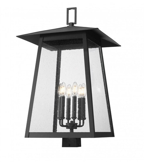 Z-Lite Rainer 6 Light Outdoor Post Mount Fixture in Black Finish Model: 5015PHXXLS-BK