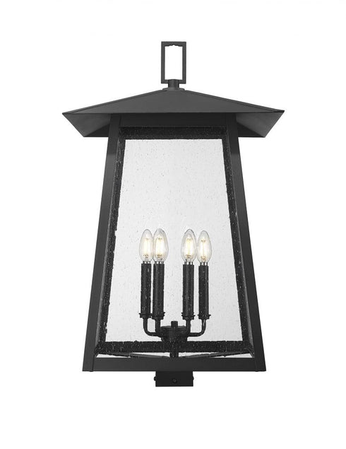 Z-Lite Rainer 6 Light Outdoor Post Mount Fixture in Black Finish Model: 5015PHXXLS-BK
