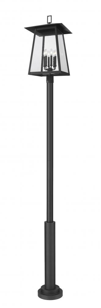 Z-Lite Rainer 6 Light Outdoor Post Mounted Fixture in Black Finish Model: 5015PHXXLR-5010P-BK