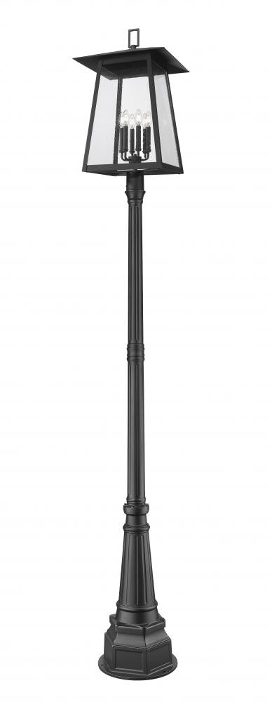 Z-Lite Rainer 6 Light Outdoor Post Mounted Fixture in Black Finish Model: 5015PHXXLR-564P-BK