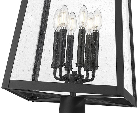 Z-Lite Rainer 6 Light Outdoor Post Mounted Fixture in Black Finish Model: 5015PHXXLR-564P-BK