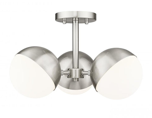 Z-Lite Realm Sphere 3 Light Semi Flush Mount in Brushed Nickel Finish Model: 7517-3SF-BN