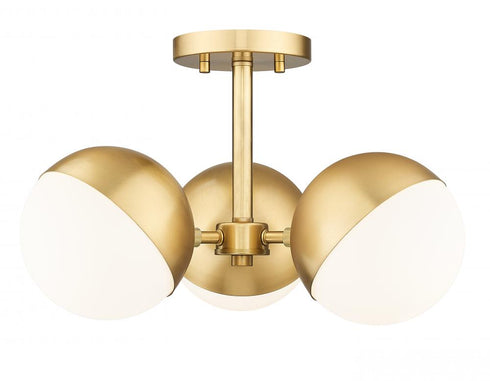 Z-Lite Realm Sphere 3 Light Semi Flush Mount in Brushed Nickel Finish Model: 7517-3SF-BN