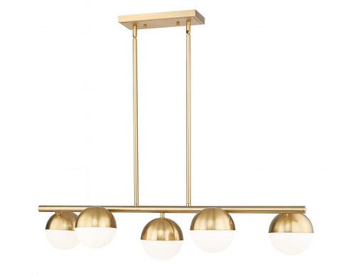 Z-Lite Realm Sphere 5 Light Linear Chandelier in Brushed Nickel Finish Model: 7517-5L-BN