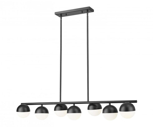 Z-Lite Realm Sphere 7 Light Linear Chandelier in Brushed Nickel Finish Model: 7517-7L-BN