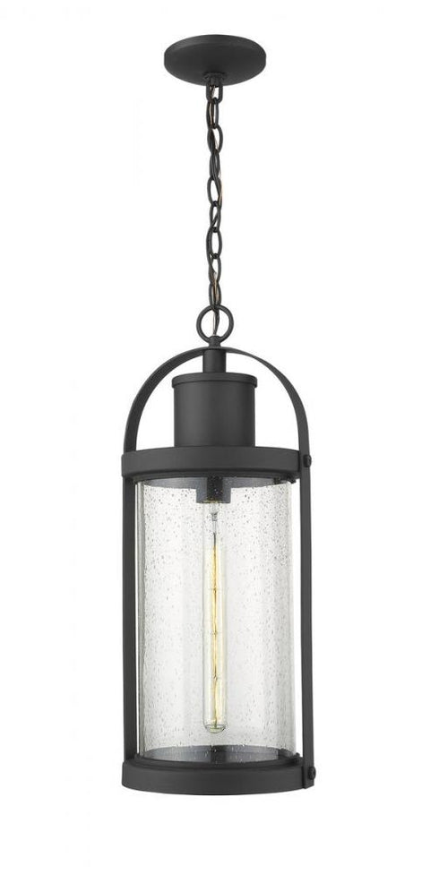 Z-Lite Roundhouse 1 Light Outdoor Chain Mount Ceiling Fixture in Black Finish Model: 569CHB-BK