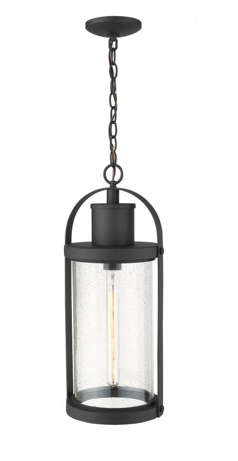 Z-Lite Roundhouse 1 Light Outdoor Chain Mount Ceiling Fixture in Black Finish Model: 569CHB-BK