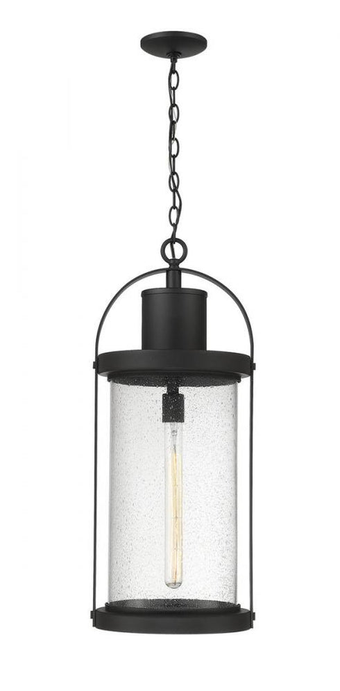 Z-Lite Roundhouse 1 Light Outdoor Chain Mount Ceiling Fixture in Black Finish Model: 569CHXL-BK